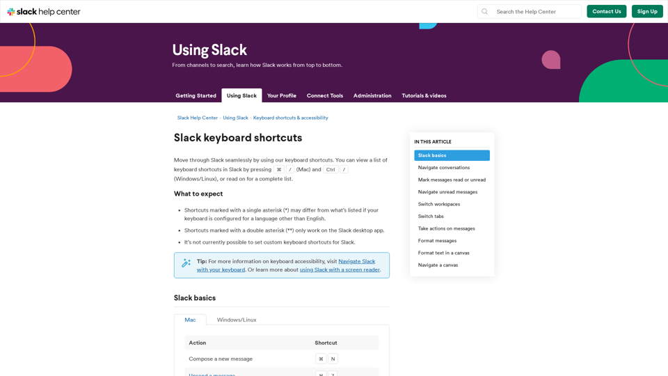 Slack keyboard shortcuts | Slack