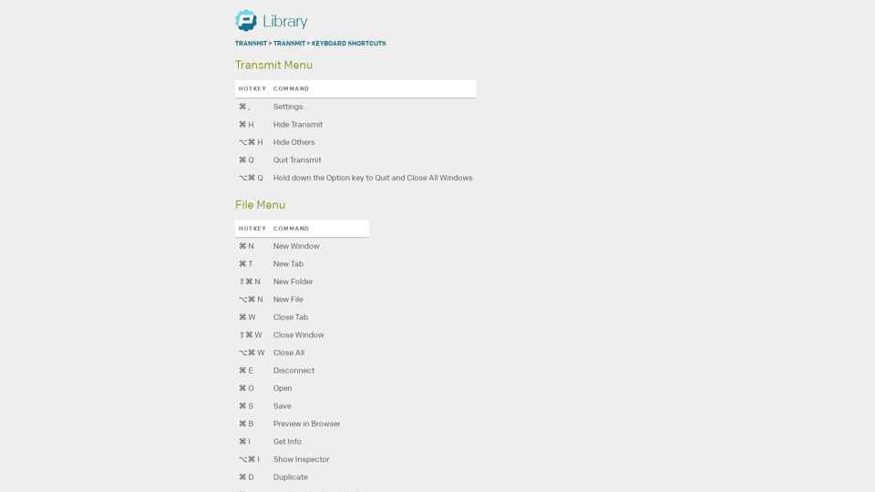 Keyboard Shortcuts