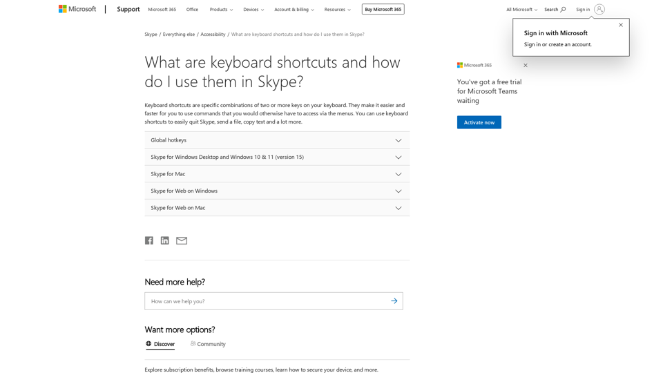 What are keyboard shortcuts and how do I use them in Skype? - Microsoft Support