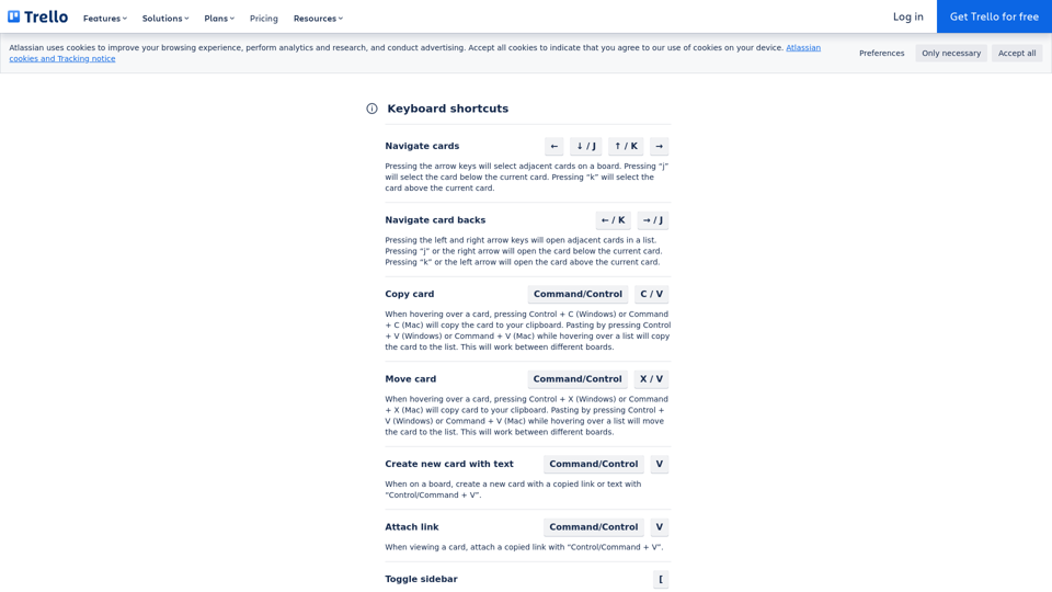 Keyboard shortcuts | Trello